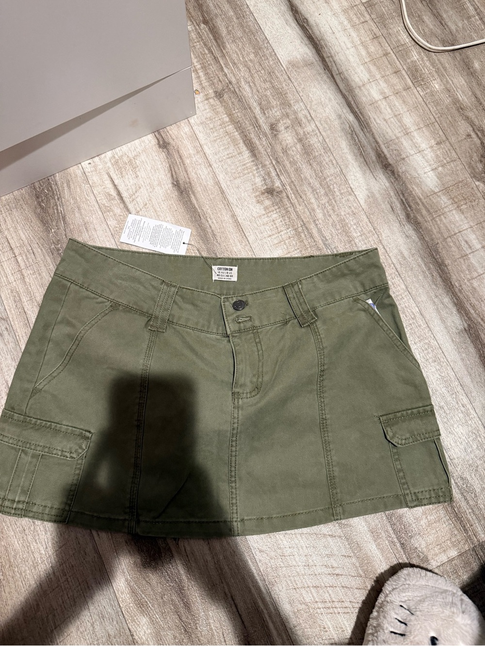 Olive Green Cargo Mini Skirt - cotton on